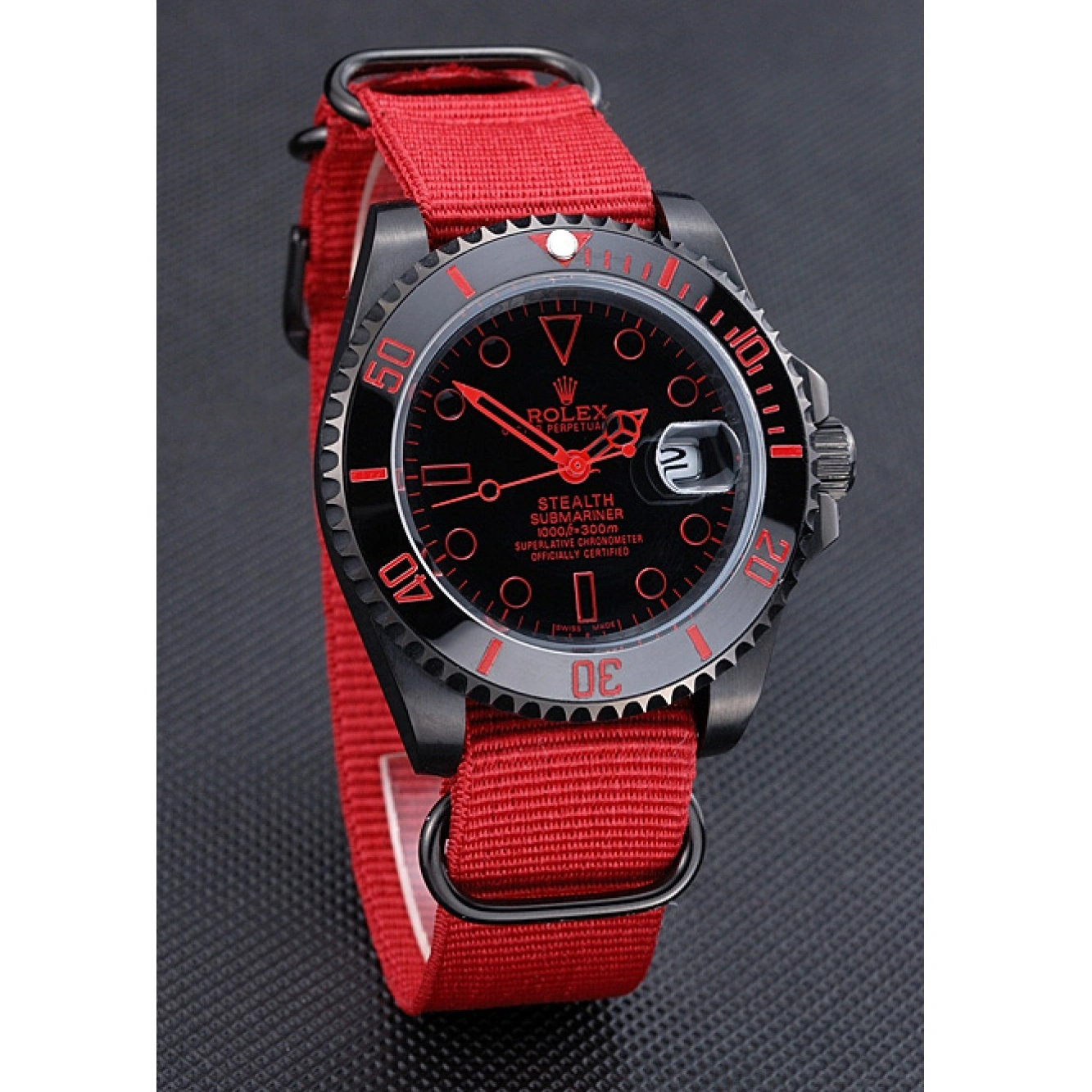 Aaa replica watch Nylon Stealth 622010 Submariner Red Rolex Strap 1014